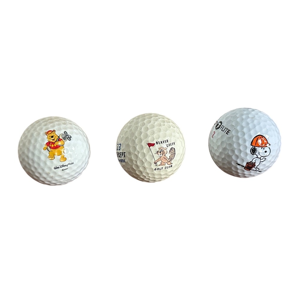 Snoopy Hat Winnie the‎ Pooh Golfing Logo Beaver Creek Golf Ball (Lot of 3)